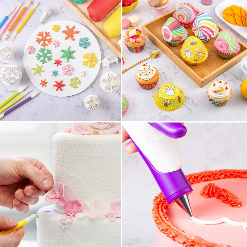 Nifogo Cake Decorating Set 301 Pieces, Rotating Cake Stand, Piping Bag with Tips, Piping Nozzle Set, Baking Accessories, Cake Decorating Supplies for Beginners