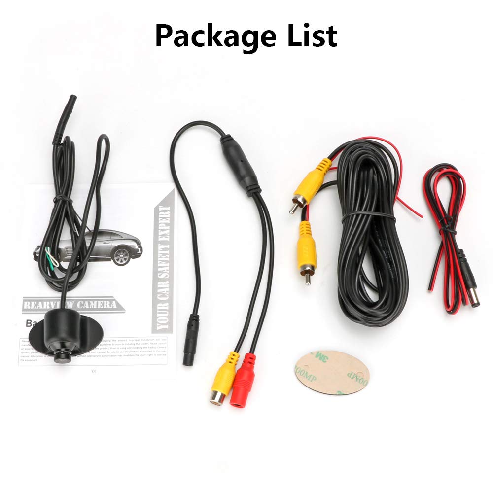 Jansite car backup camera side view camera without drilling car rear view camera IP68 waterproof front camera 120-degree wide angle lens night vision 12V