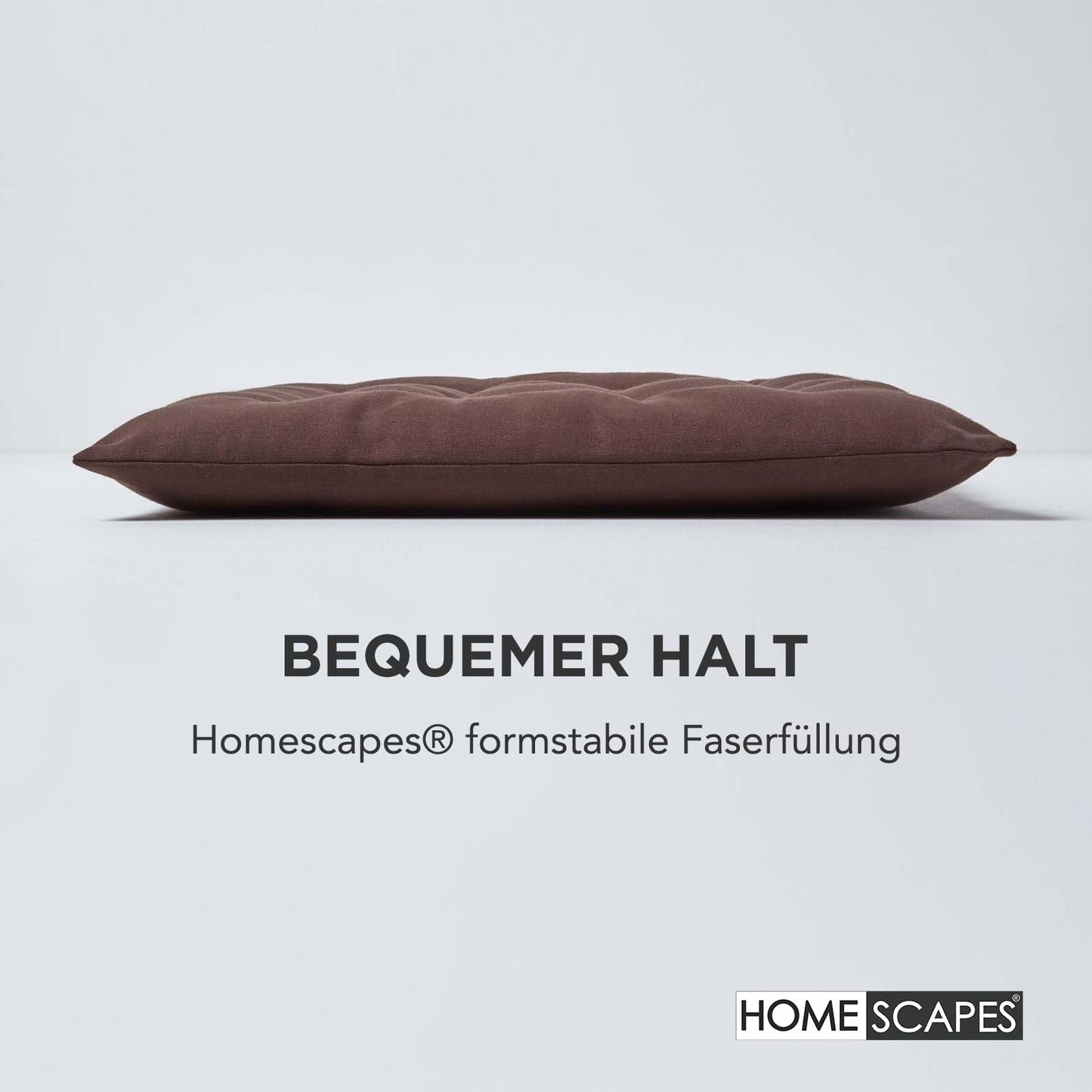 Homescapes 6-piece chair cushion set 40x40 cm brown - seat cushions for outdoor/indoor use with cotton cover, washable seat padding Oeko-TEX certified for dining, kitchen, and garden chairs.