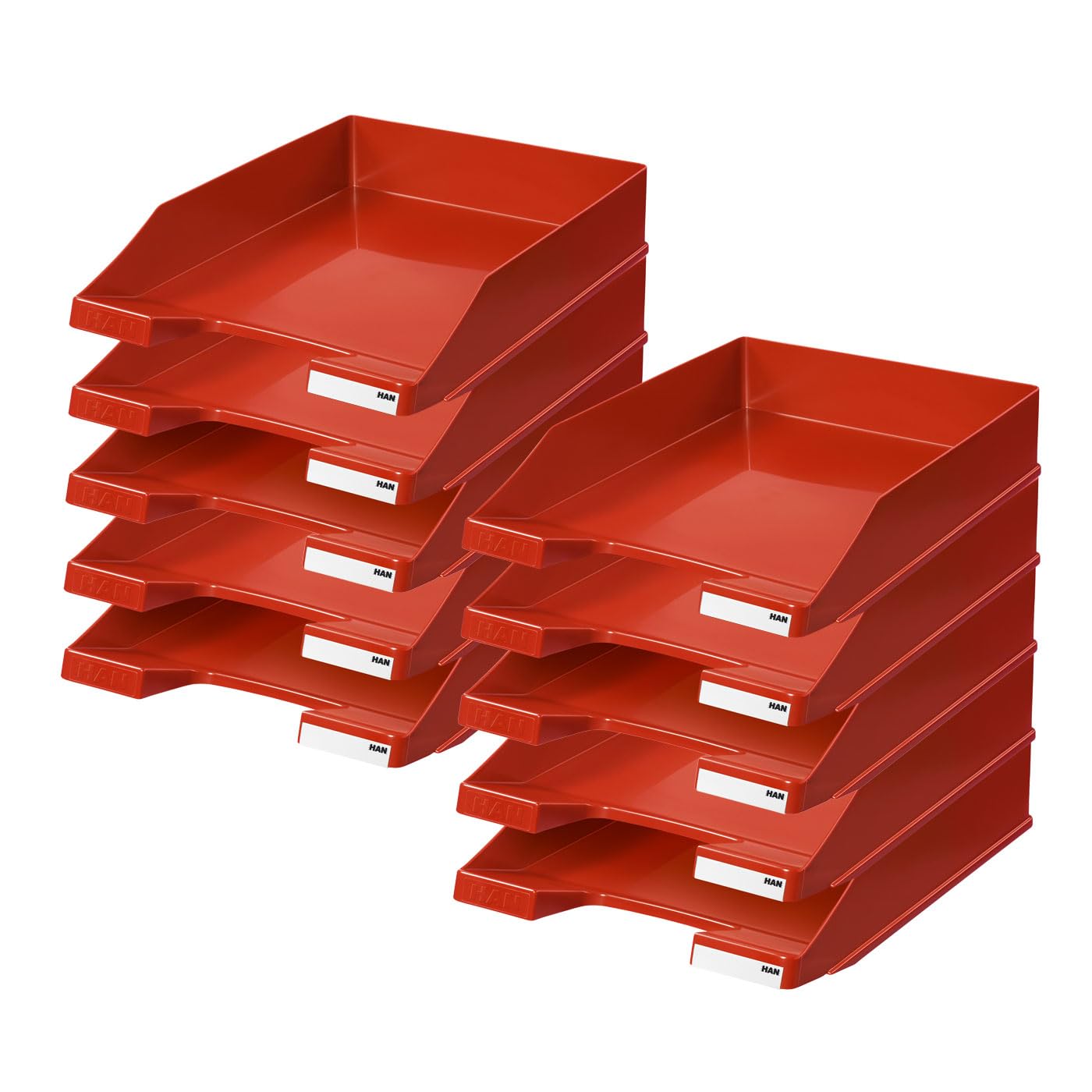 HAN Letter Tray CLASSIC, 10 pack Desk Organizer, Office Supplies, Storage compartments, Office Materials, Letter Tray, Document Tray, up to size A4/C4, 1027-X-17, red