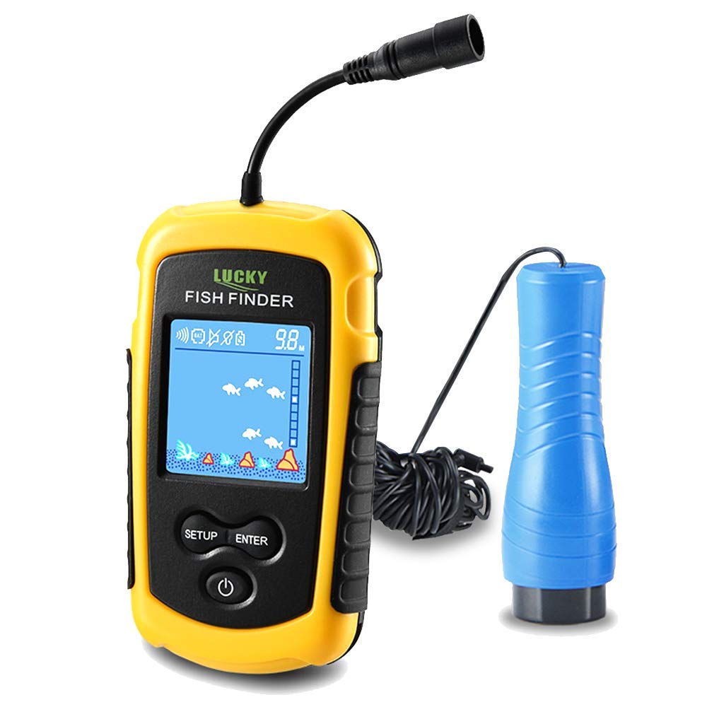 LUCKY Portable Fish Finder Fish Detector Device Handheld Depth Finder for Boat Kayak Canoe Pontoon Jon Boat Jet Ski Float Tubes Ice Fishing Fish Finder Shore Fishing Gifts for Men