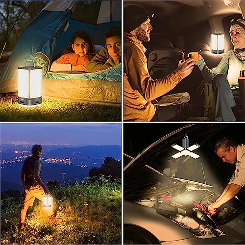 Blukar LED Camping Lantern, Super Bright 116 LEDs Camping Lantern with 7 Light Modes, USB C Rechargeable 10+ Hrs Operating Time, Multifunctional Emergency Light Tent Lamp for Camping, Hiking-Black