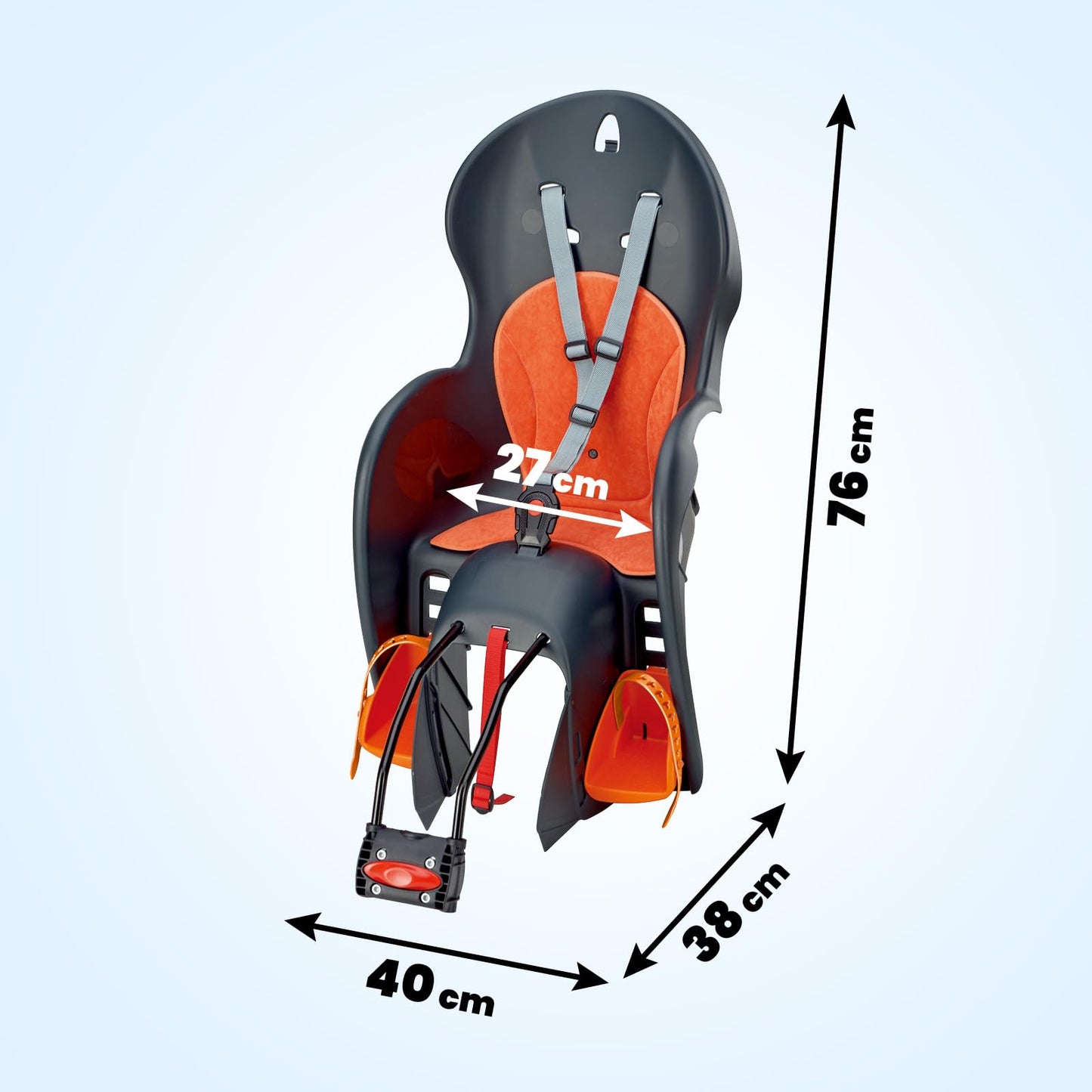 Prophet Bicycle Child Seat | Child seat for seat tube mounting | for children between 9 and 22 kg | gray orange