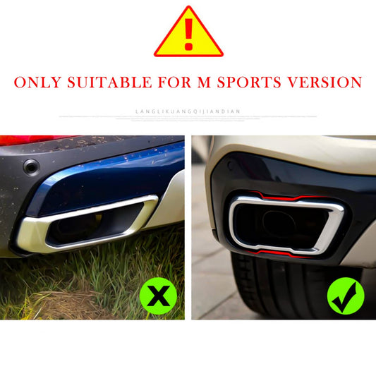 Stainless steel exterior accessories, exhaust pipe end decoration, frame cover for X5 G05 X7 G07 2019-2021 M Sport version car accessories (black)