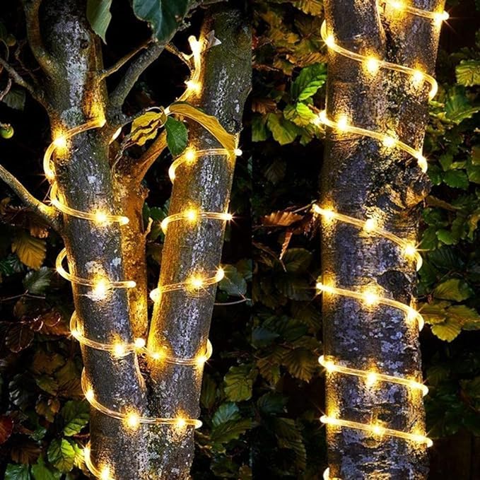 200 LED Light Tube String Lights, 23m Warm White Outdoor Light Tube String with Remote Control, 8 Modes LED String Lights for Christmas Indoor Outdoor