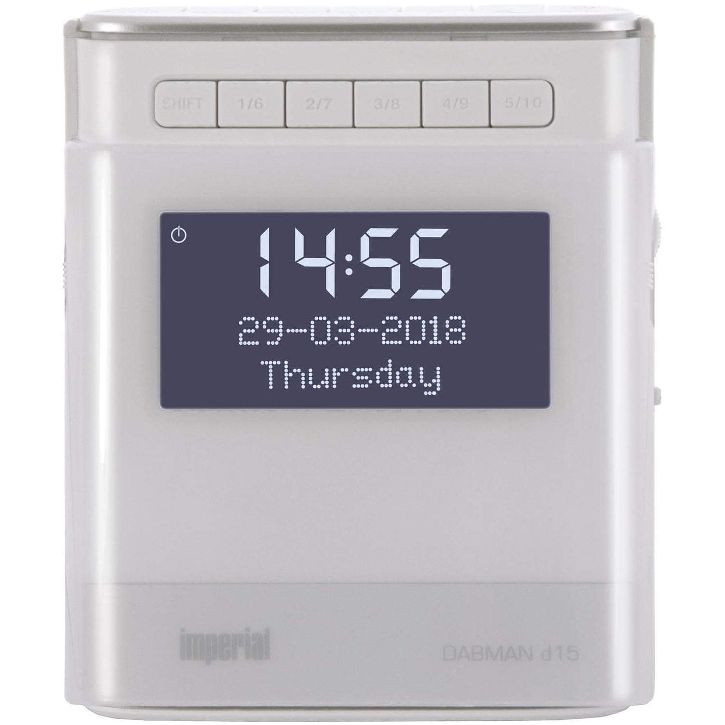 IMPERIAL DABMAN d15 - Radio alarm clock (DAB +, FM, 2 alarm times, dimmable display, USB charging port) - White.