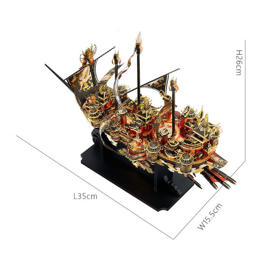 Piececool 3D Puzzle Metal Pirate Ship Wind and Waves, 3D Metal Puzzle Sailboat Ship Set, Model Ship for 340 Stainless Steel, Extra Large, Birthday Gift, Model Building Kit for Adults, 709 Pieces