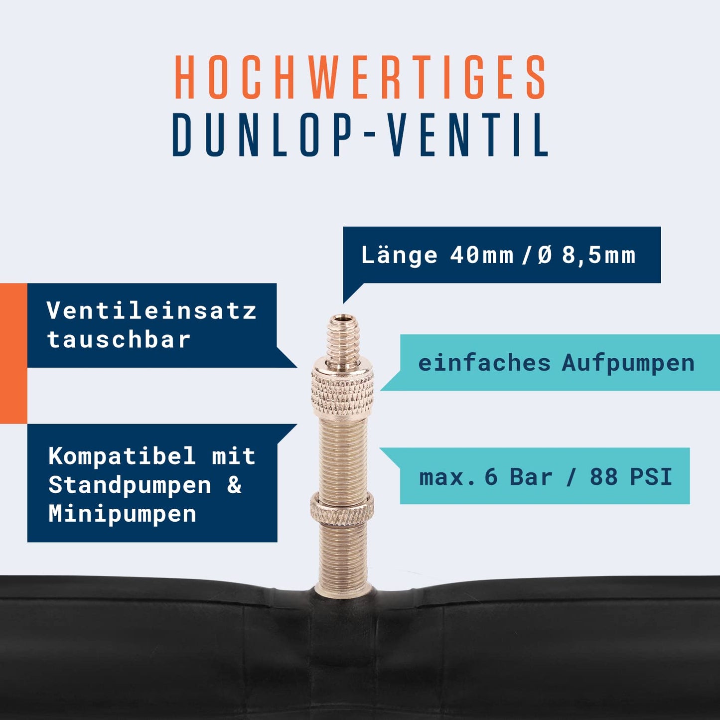 Alphatrail bike tube Rick 28 inch DV Dunlop valve 2X set with mobility guarantee I Compatible with bike tires Schwalbe, Continental, Conti, Michelin, Kenda & Maxxis bike tube.