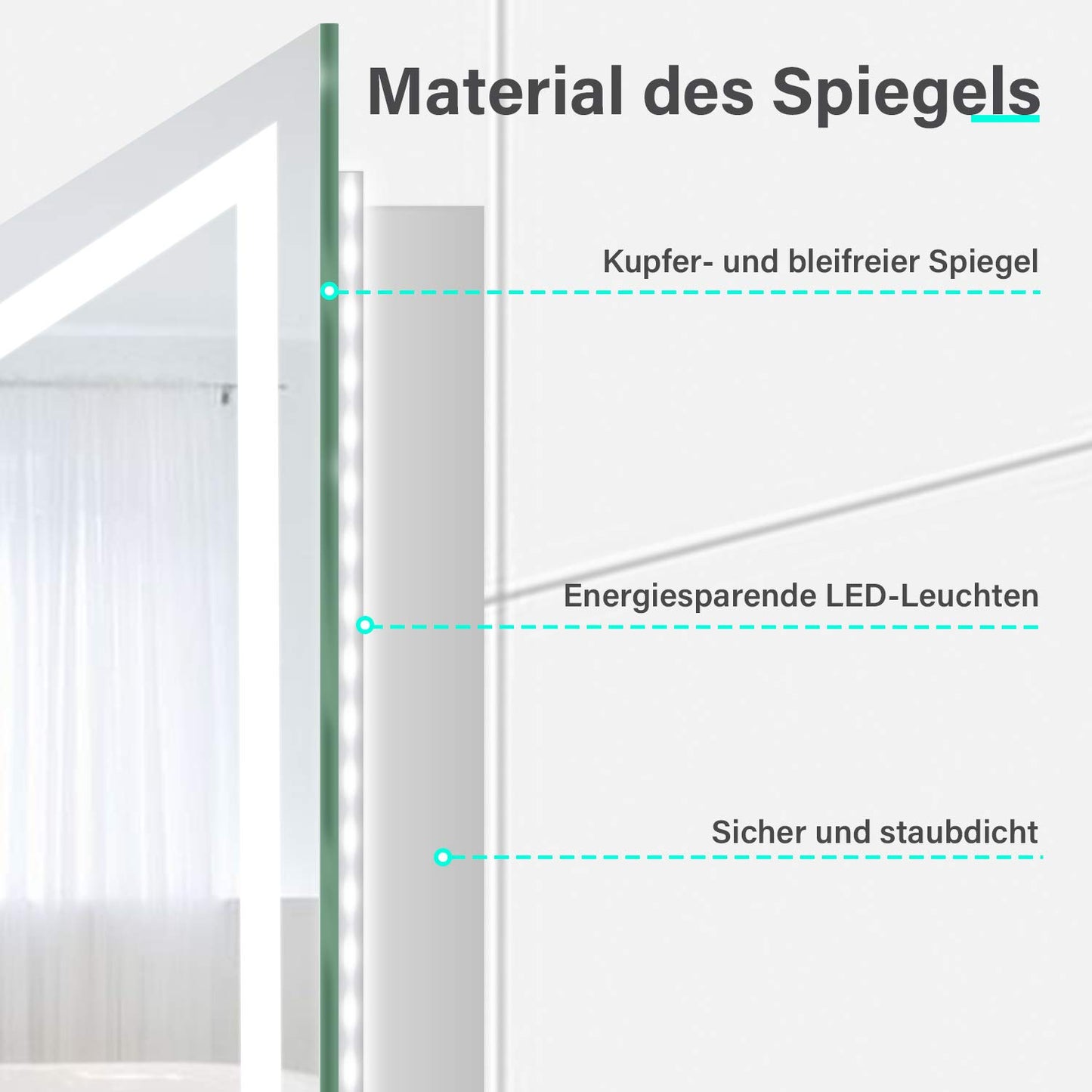 SONNI LED Bathroom Mirror 80x60 cm Wall Mirror with Lighting Cold White IP44 Bathroom Vanity Mirror
