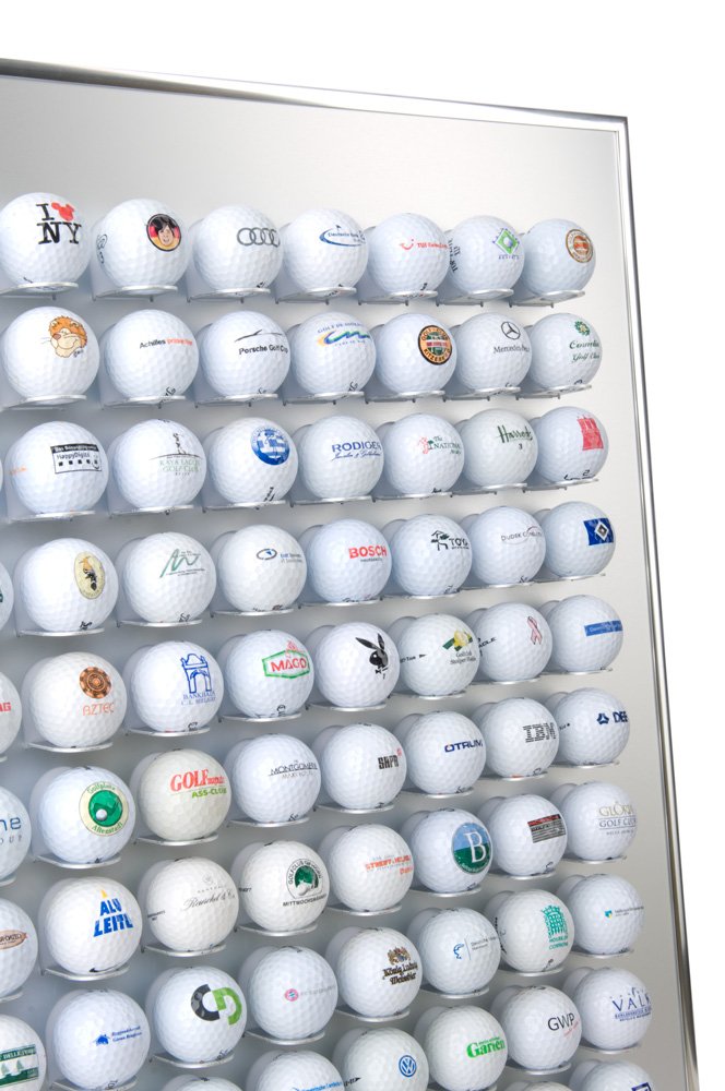 KNIX Premium golf ball display case made of aluminum for 140 golf balls - showcase, golf shelf vitrine display for passionate golfers