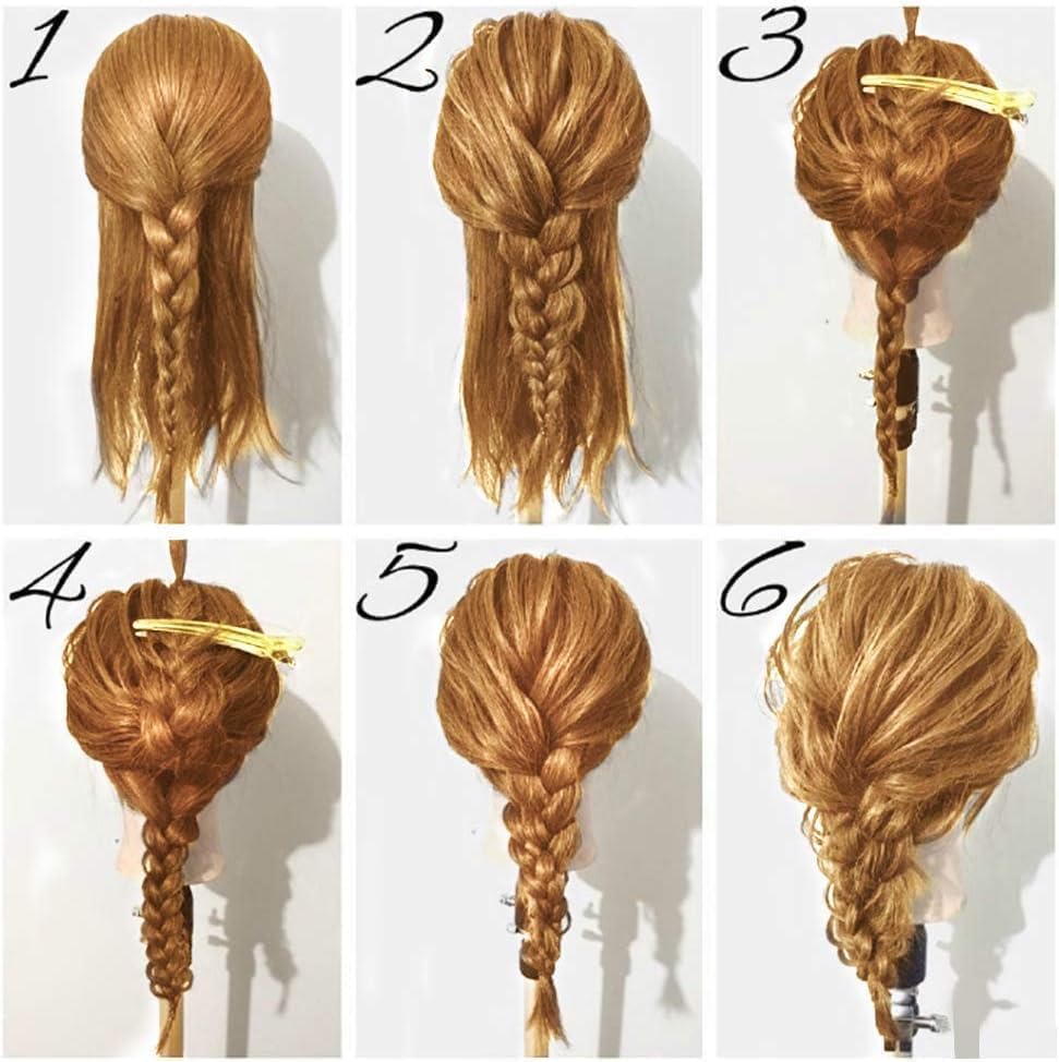Practice head, TwoWin 80% real hair beauty school mannequin head with clamp stand and gifts - gold