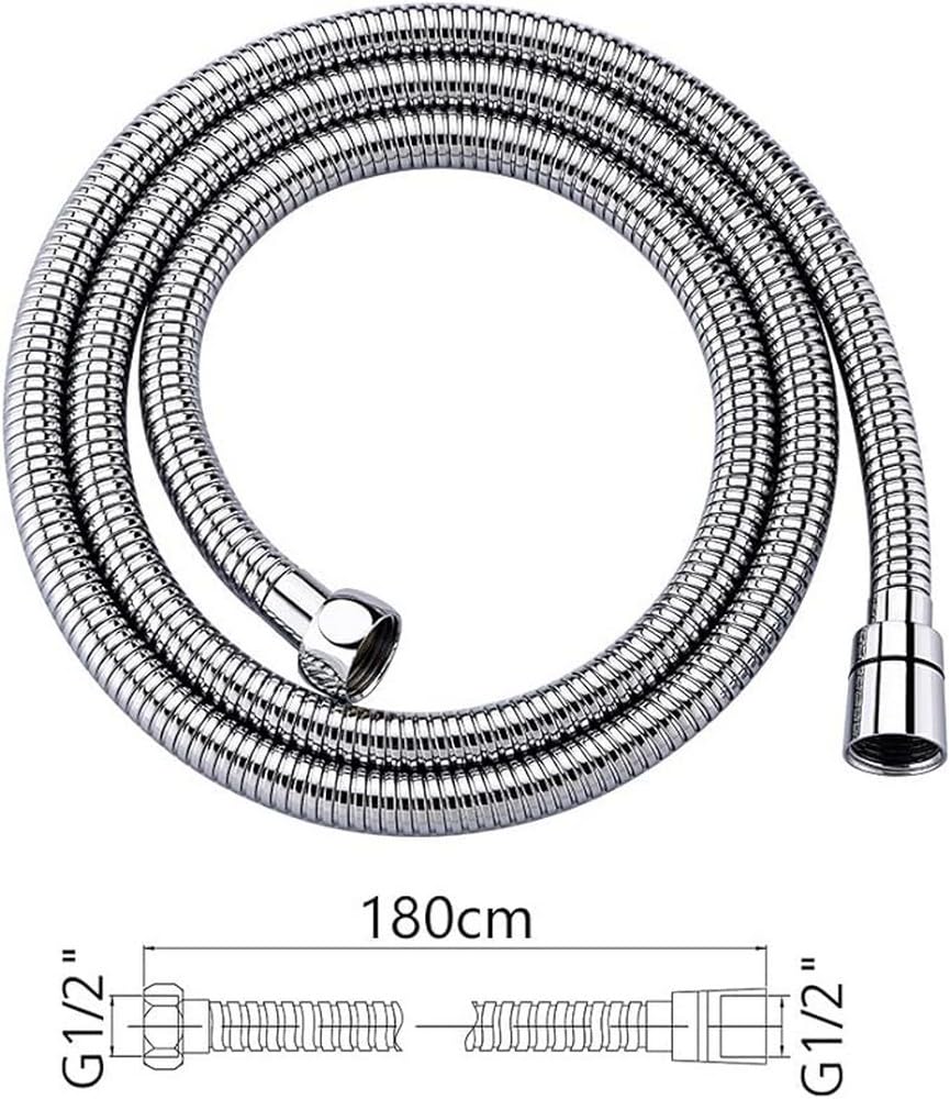 Showerhead Water-saving 7.5L/min, YEAUPE water-saving showerhead with filter, rain shower head pressure boosting, with 6 spray modes, chrome & GRIFEMA G851-18 anti-twist shower hose, 1.8m