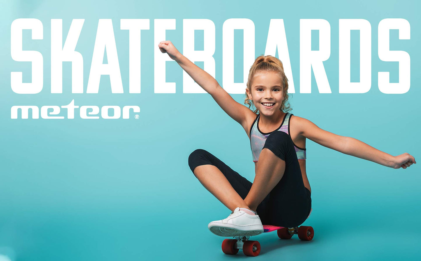 meteor Skateboard Kids Mini Cruiser Kickboard for girls Retro Boys Mini Board Children Vintage miniboard, FLOWERS white