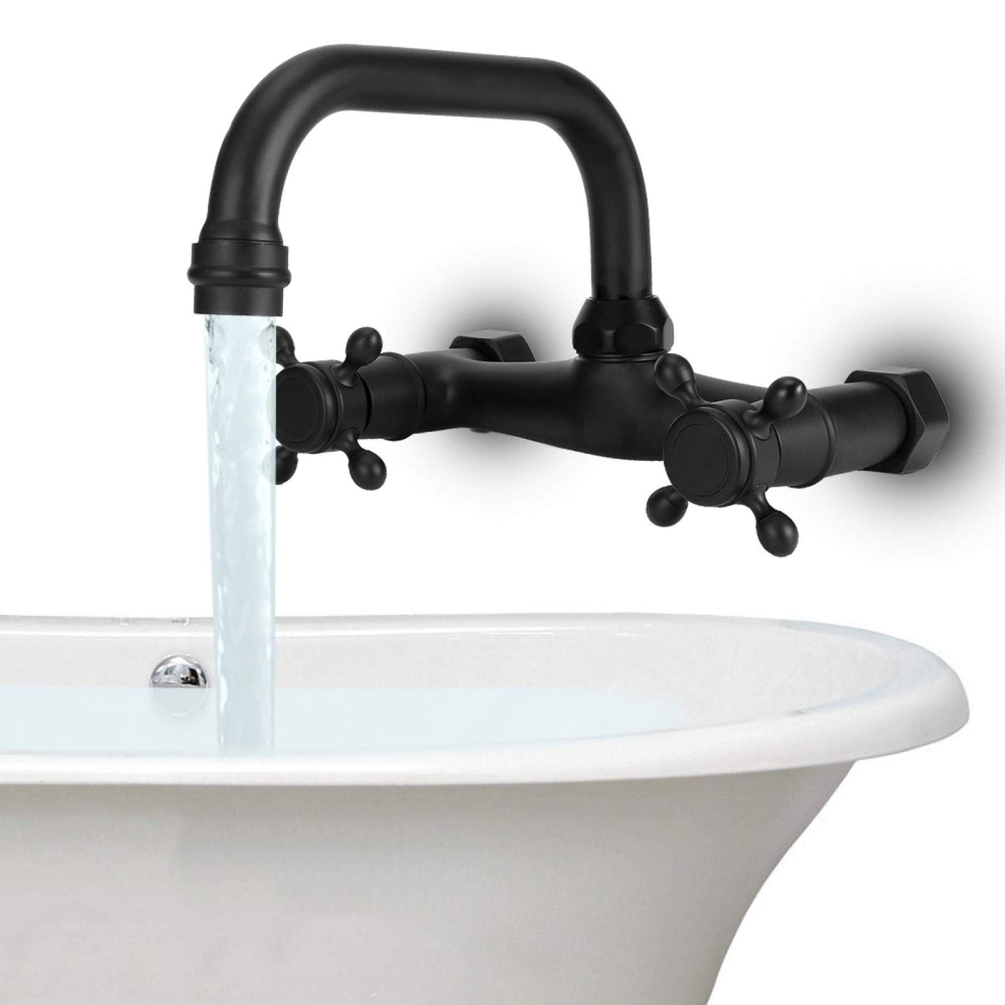 Tomotato Bathtub Faucets, Wall Mounted Bathtub Double Handle Hot and Cold Water Faucet 360° Rotatable Faucet for Shower and Bathtub (Type A)