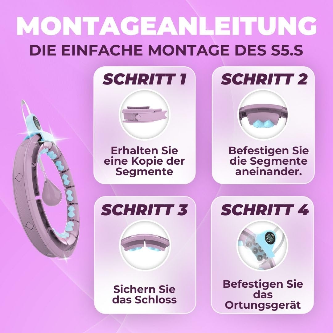 Swiss Activa+ S5.S Silent Hula Hoop hoop for adults with counter 60-112cm - Extra quiet - Doesn't fall down for women to lose weight - Smarter fitness with weight