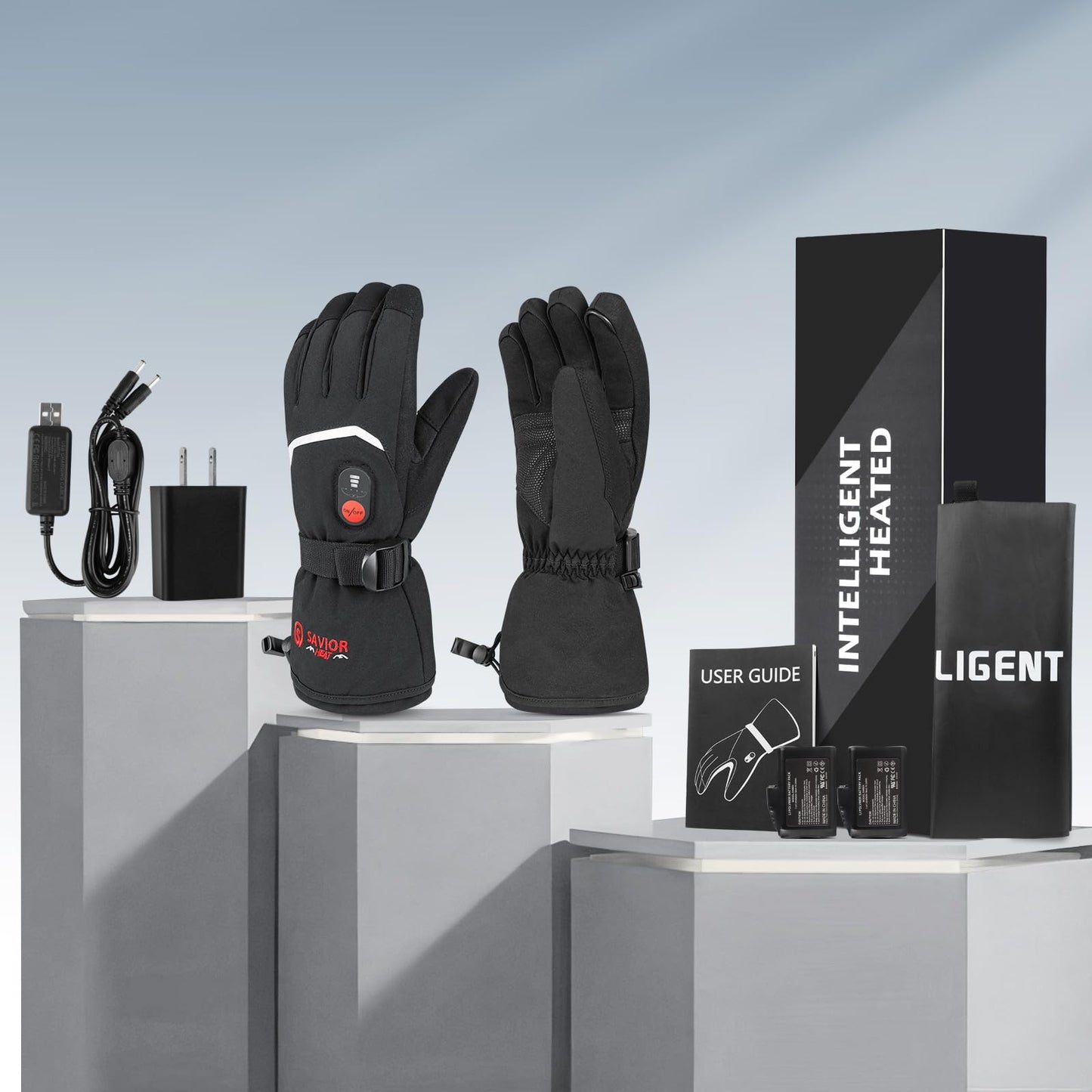 Heated gloves - Electric winter gloves for men & women, waterproof with touchscreen, rechargeable, motorcycle, ski, hunting & outdoor gloves.