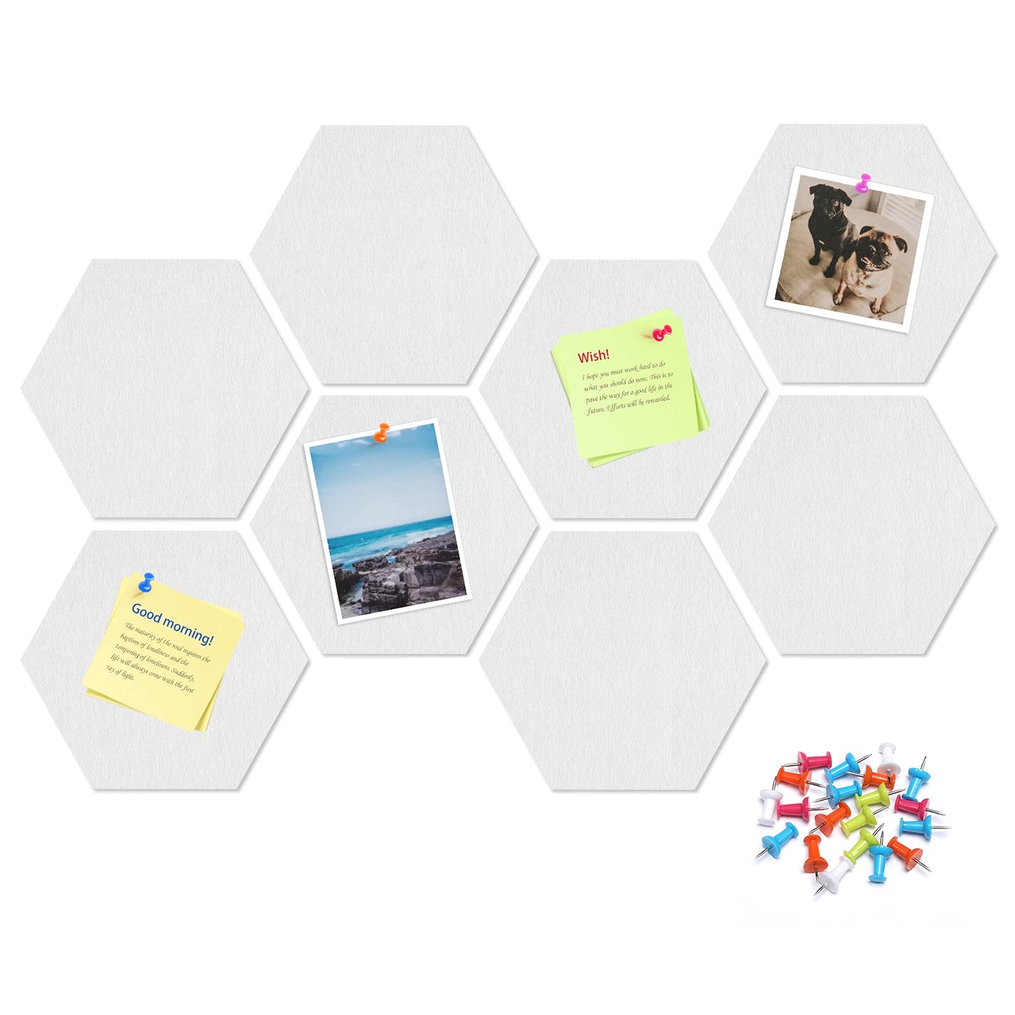 Uoisaiko Large Felt Bulletin Board Self-Adhesive Corkboard Felt Board with 30 Push Pins, 8 Pieces Cork Wall Felt Board Memo Boards Bulletin Board Memo Boards Wall Decor for Office Kitchen