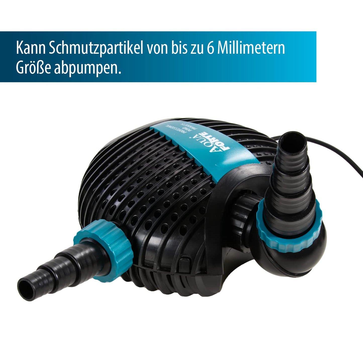 AquaForte O-16.000 Pond Pump, 180 Watts, Maximum flow rate 15.5 m3 per hour, Maximum head height 5.5 meters, Cable length 10 meters, Asynchronous motor, pumps debris up to 6 mm.