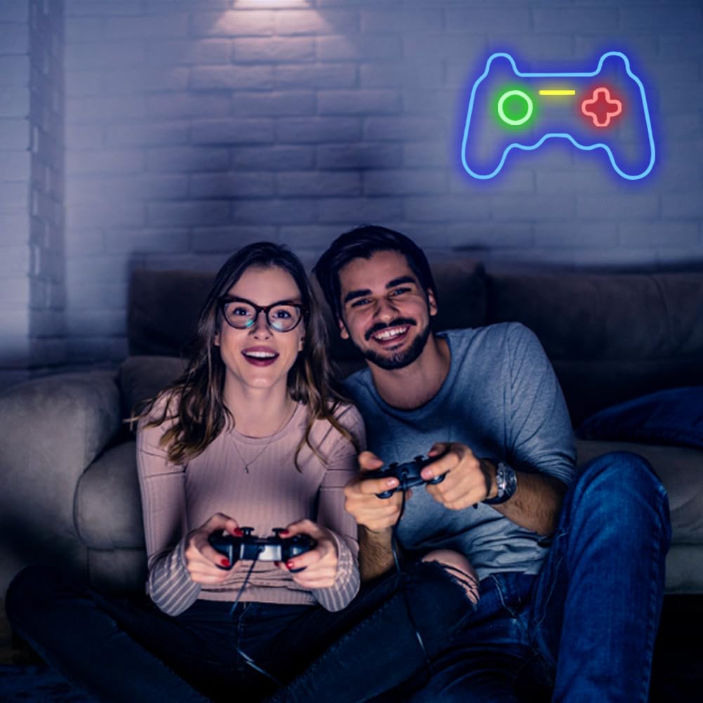 UExnkj-Y Gamepad Neon Sign LED Neon Gamepad Sign Game Room Light Party Bar Wall Sign