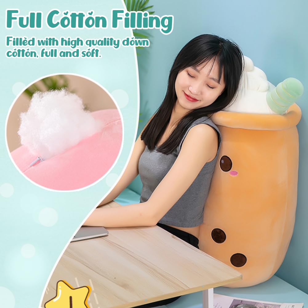 Bubble Tea plush toy XXL cute pillow, Kawaii Bubble Tea Cup plushie Boba tea cup plush toy decor (Green, 50cm)