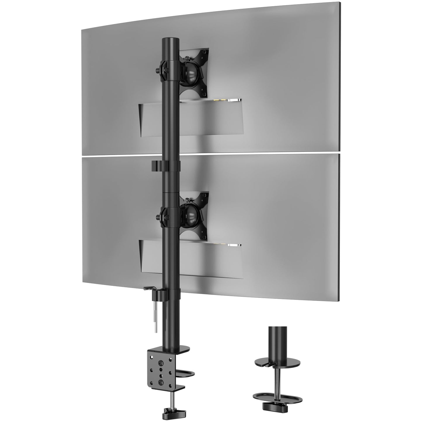 BONTEC Dual Monitor Stand for 13-34 inch screens, Height Adjustable, Swivel, Max. 10kg per monitor, VESA Compatible, Cable Management, C-Clamp & Grommet Mounting, Ergonomic for Home Office & Gaming.