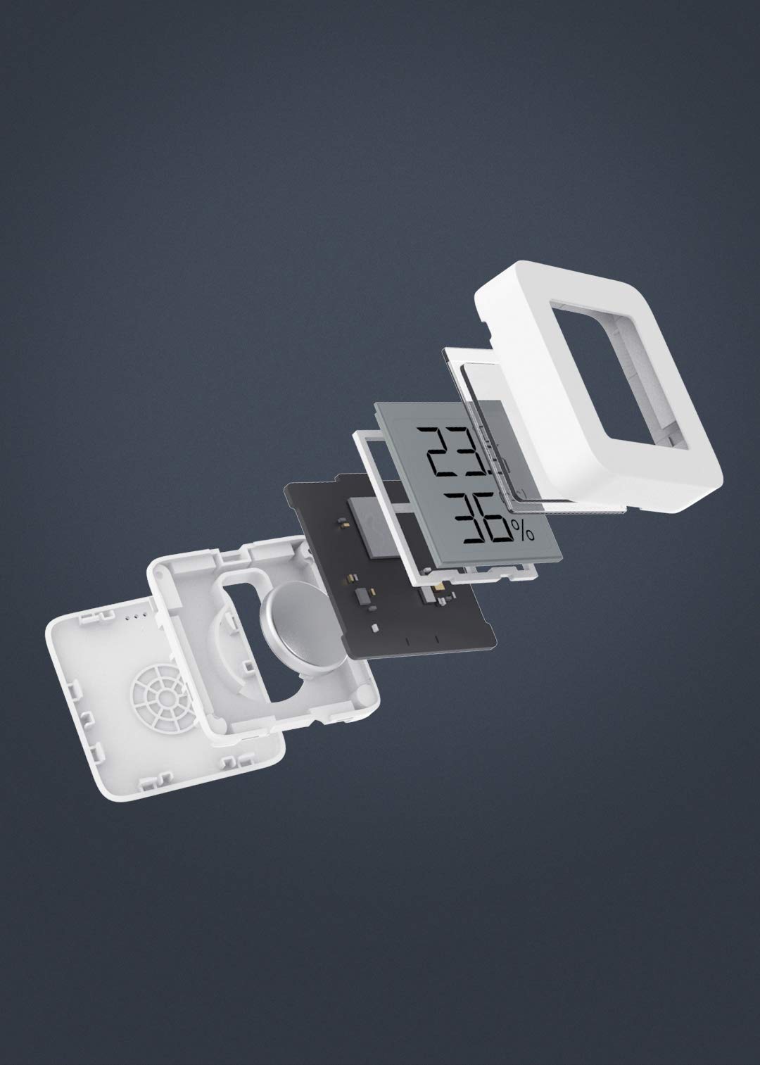 Xiaomi Mi Temperature and Humidity Monitor 2 monitors for monitoring temperature and humidity, pack of 2, white, large