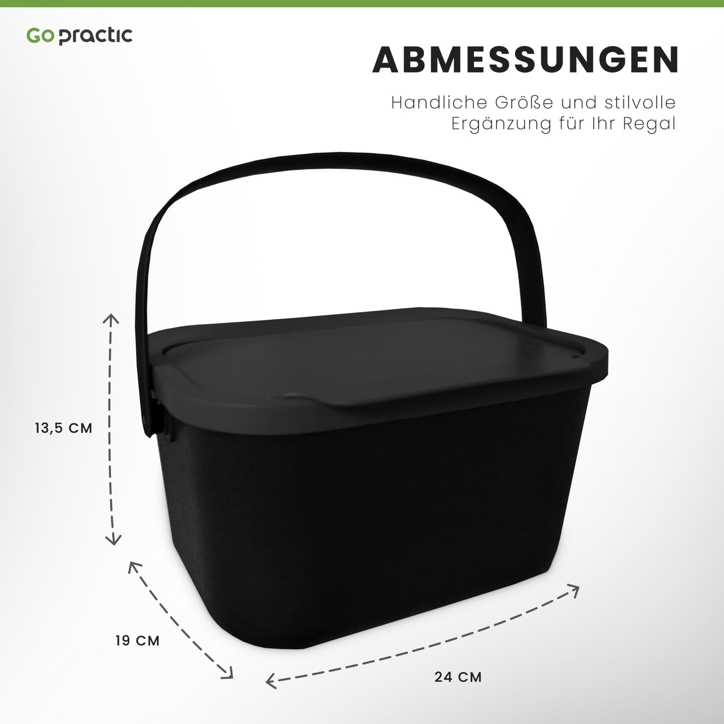 Practice with Go Green 4.5L Kitchen Compost Bin, with lid, ideal for separating organic waste like fruits and vegetables, with click function for easy use in waste separation.
