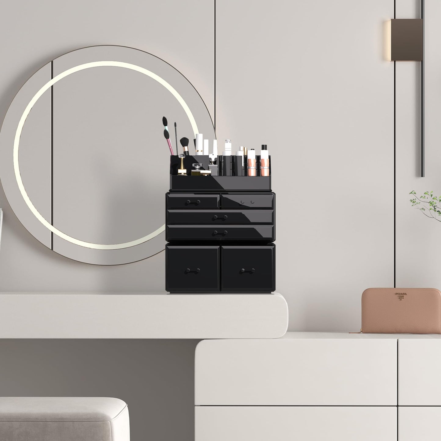 READAEER Makeup Organizer/Cosmetic Storage Box/Makeup Storage Case in 3 layers with 6 drawers, suitable for bedroom and bathroom.