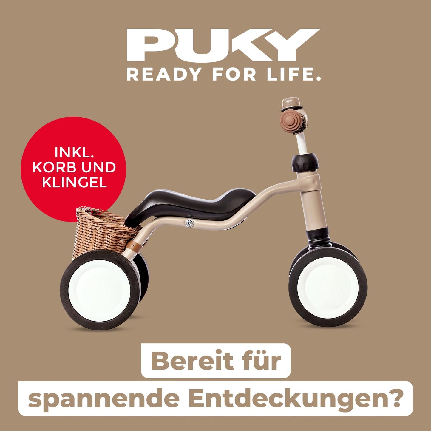 PUKY WUTSCH Bundle | Safe balance bike | For toddlers from 1.5 years | Sliding vehicle | Pendulum axle | With safety handlebars (Dusty Sand)