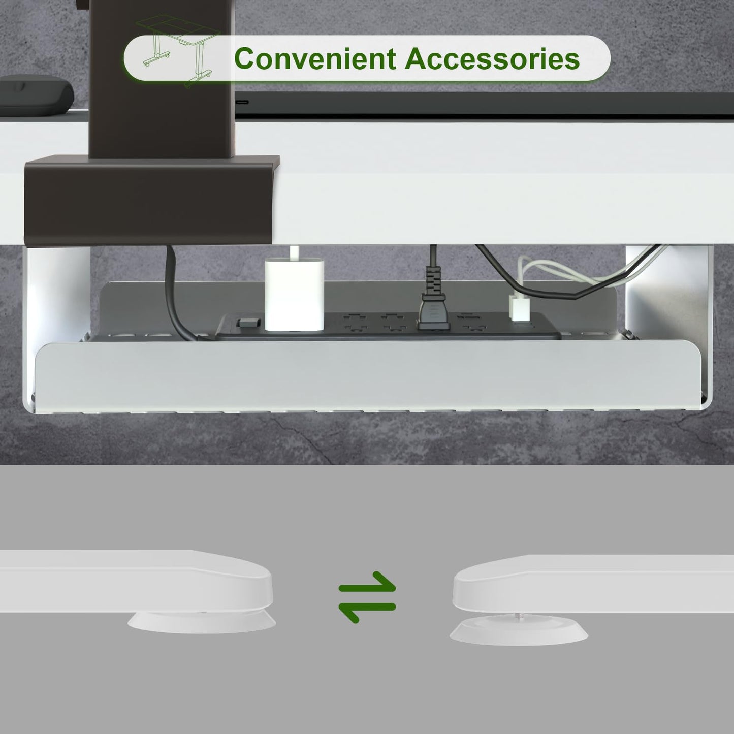 JUMMICO adjustable desk 180 x 80 cm with cable tray, Electric height adjustable standing desk with USB outlet, Computer desk, Ergonomic standing-sitting table, Office desk, White