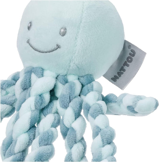 Nattou Octopus Plush Toy, For Newborns and Premature Babies, 23 cm, Mint Green