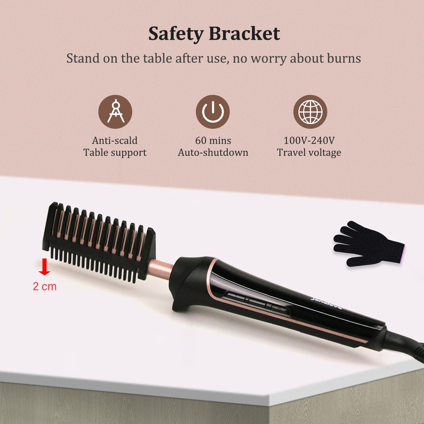 80°C-230°C Hot Comb for Afro hair/Lace wigs/Beard, janelove Ceramic Straightening Comb with HD LCD Display, Quick Heating Hair Straightener Brush/Beard Straightening Comb for Men