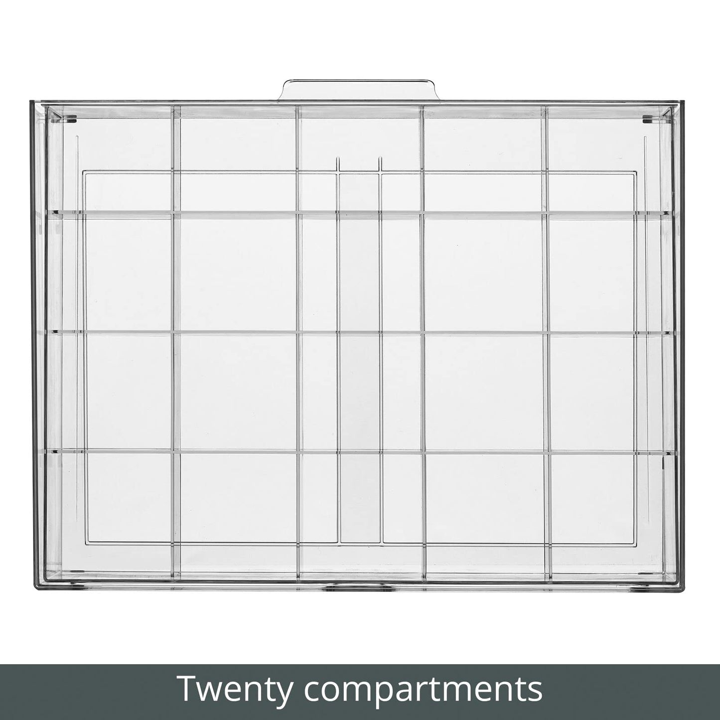 mDesign storage box for tea bags, coffee pods, sugar, etc. - compact plastic tea box with 20 compartments - kitchen organizer with a drawer - 2-pack - transparent