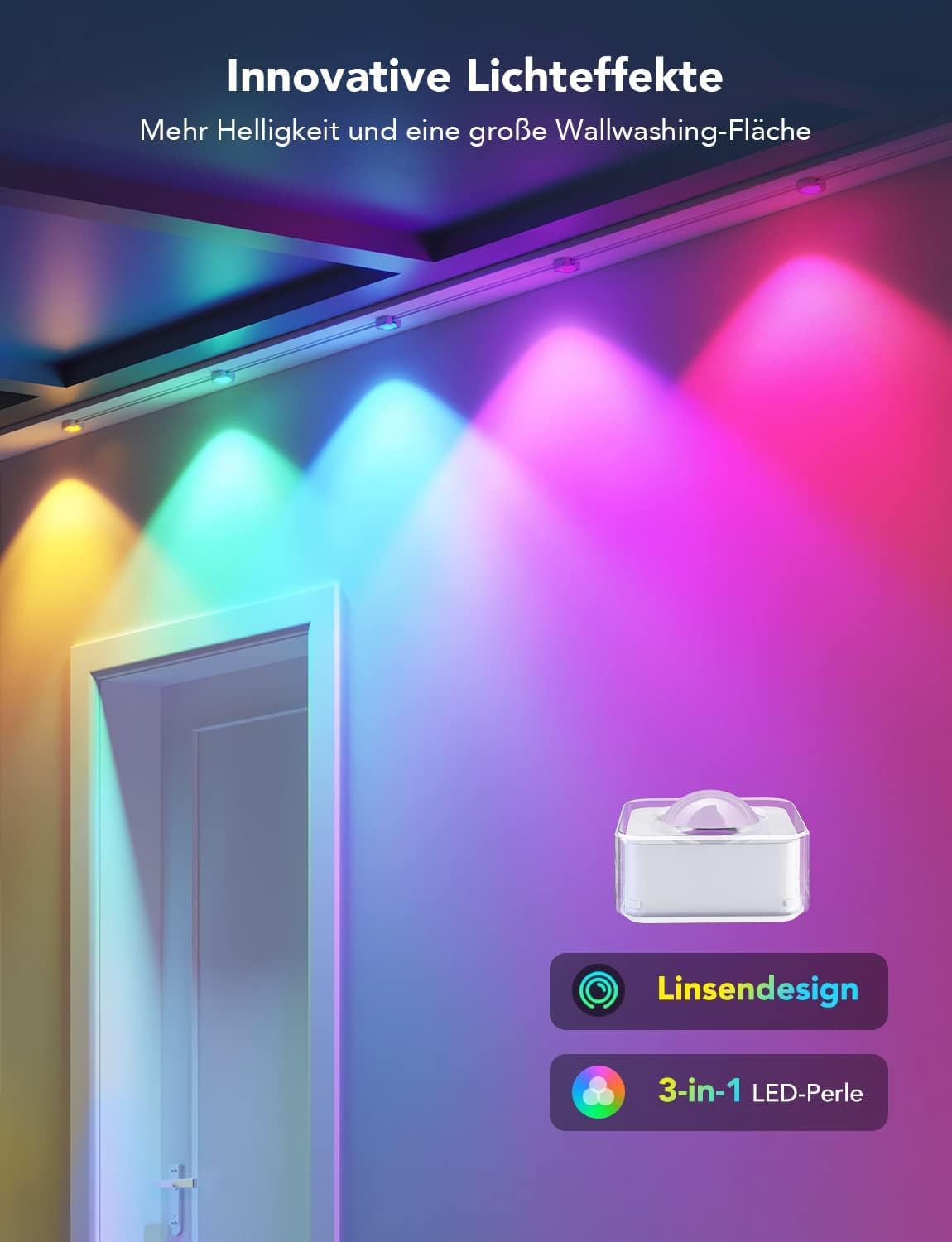 Govee Permanent RGBIC Outdoor Lighting with 72 Scene Modes, 45m with 108 LED Soffit Lights, IP67 Waterproof, for Party, Game Day, Daily Lighting, Works with Alexa, Google Assistant.