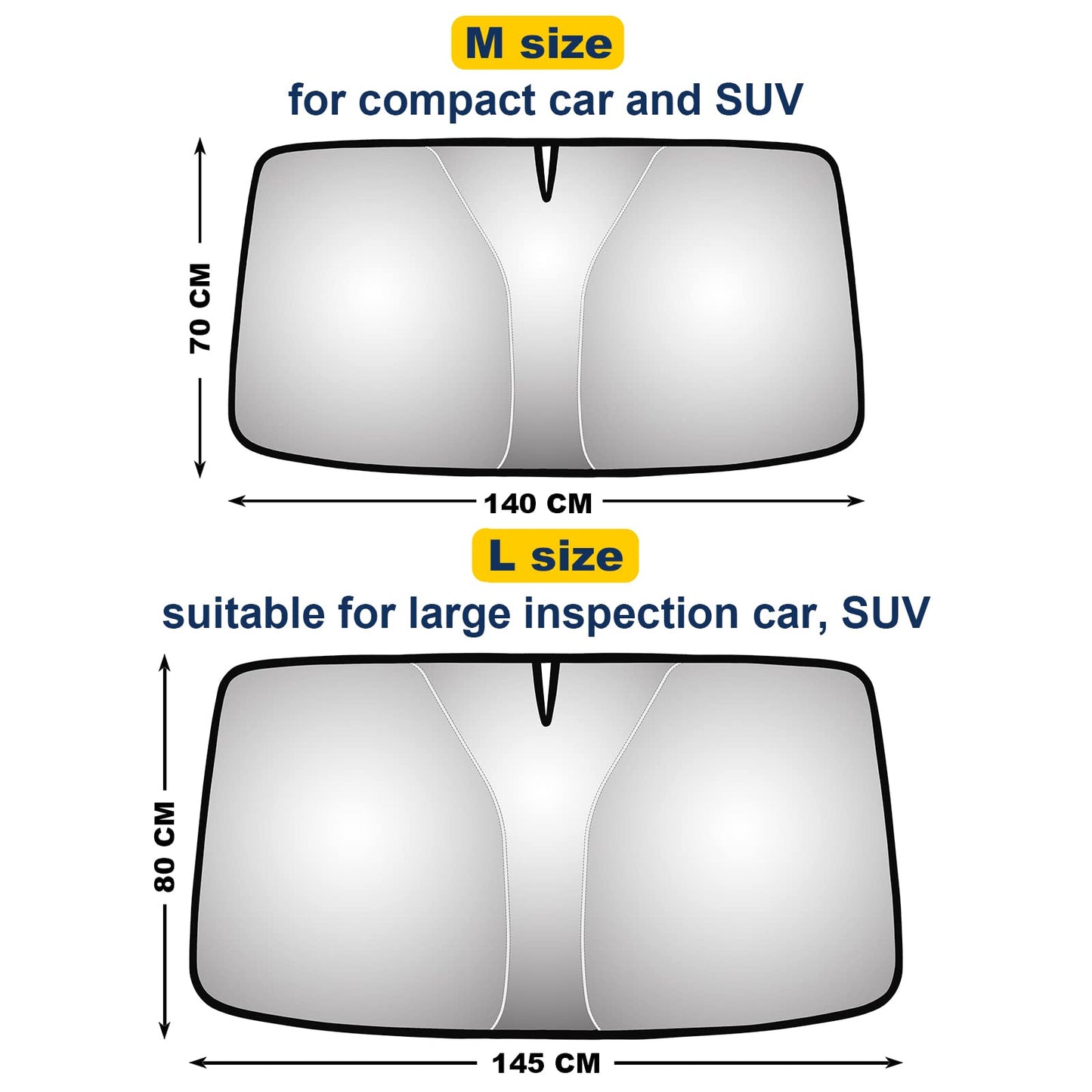 JOOLESER Car Windshield Sun Shade - Blocks UV Rays Sun Visor Protector, Sunshade to Keep Your Vehicle Cool and Damage Free, Easy to Use, Fits Windshields of Various Sizes (L)