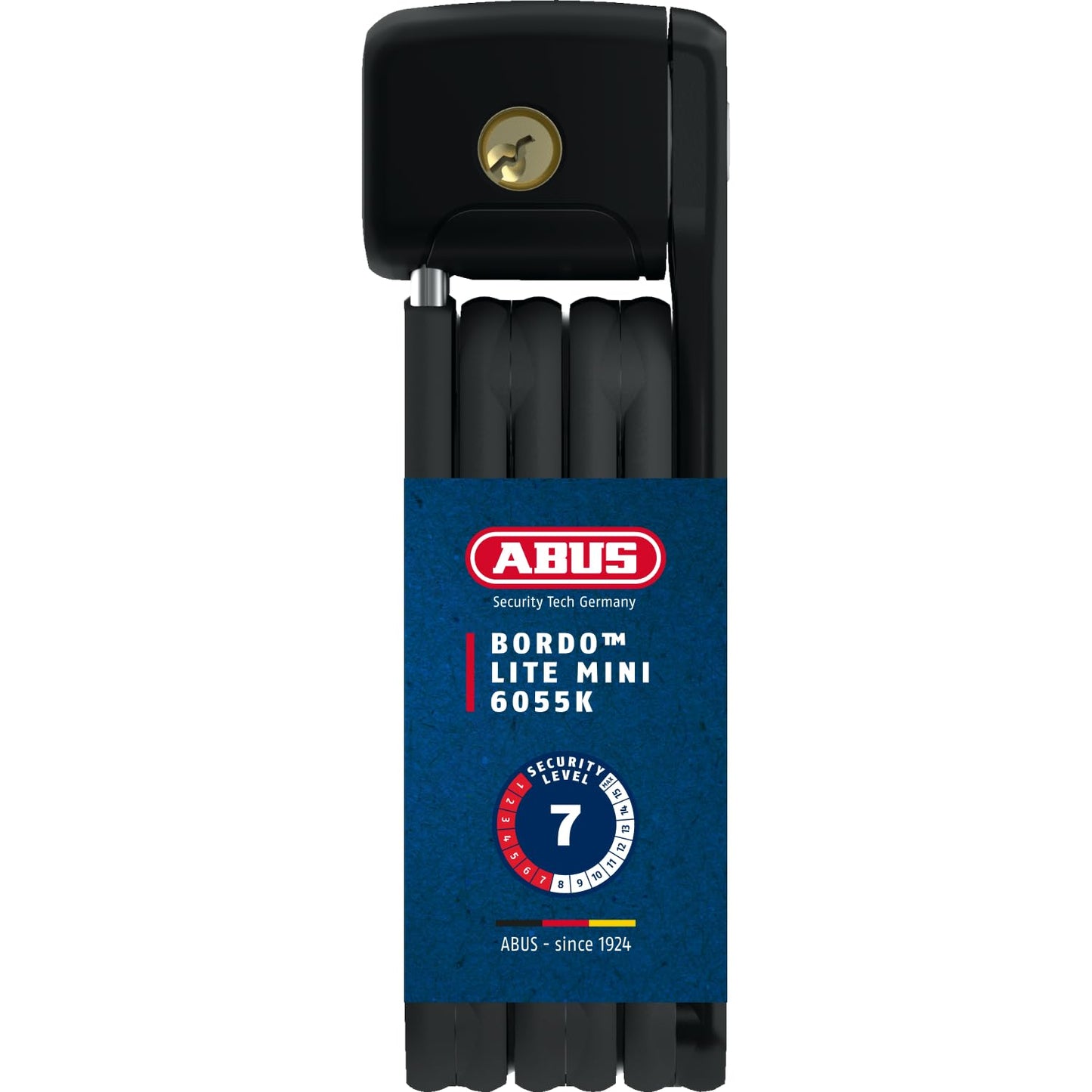 ABUS folding lock Bordo Lite 6055K SH with holder - Extra-light bike lock made of special steel - ABUS security level 7 - 60 cm - Black