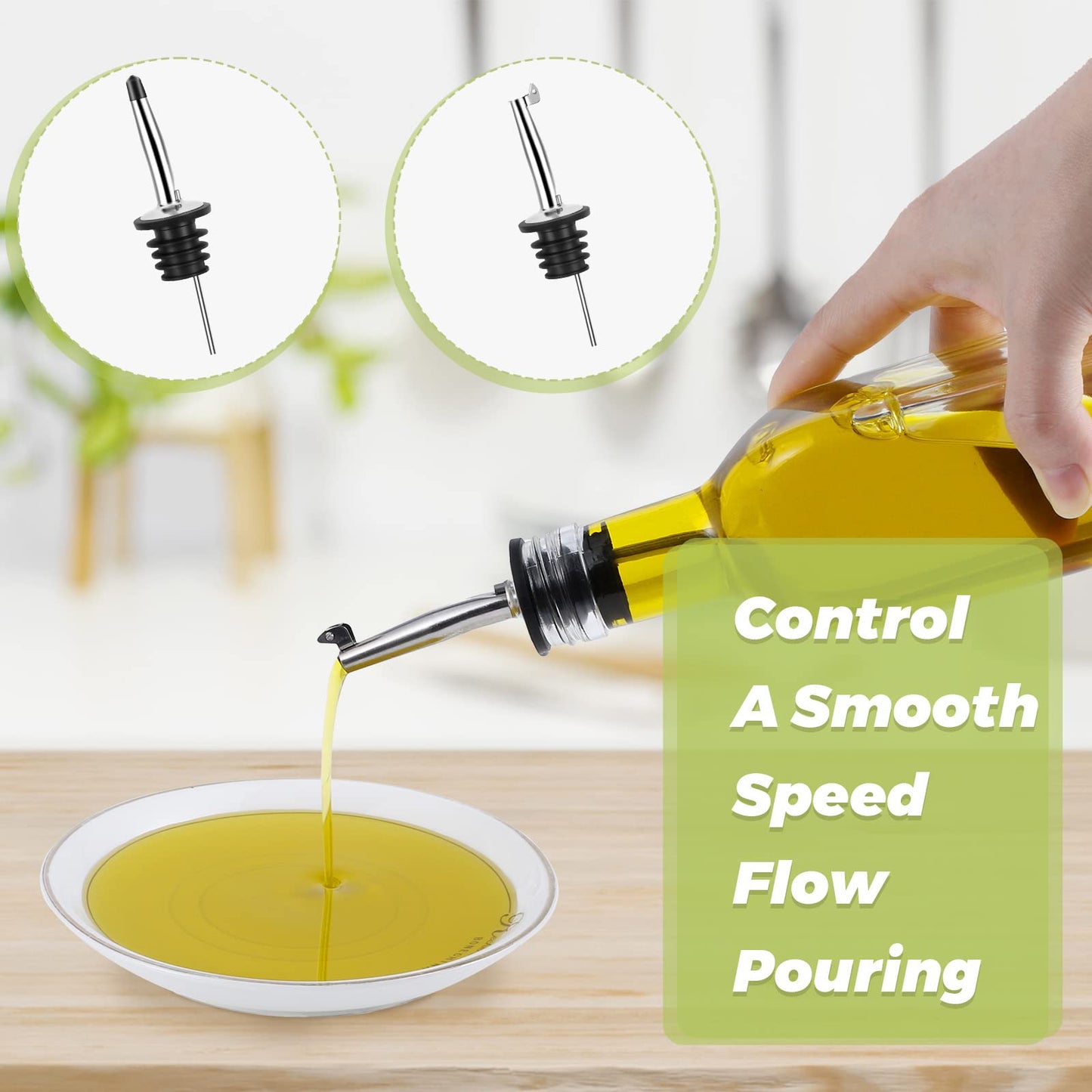 Oil bottle, 4x 500 ml vinegar and oil dispenser, olive oil bottle with funnel, anti-drip lid, label, glass bottle for kitchen and BBQ (transparent, 500ml)