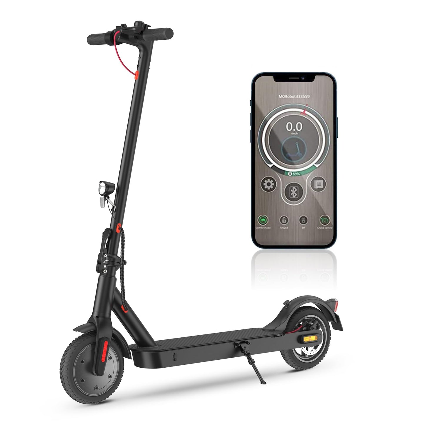 Street-legal E scooter, ABE electric scooter with load capacity up to 120kg, 30km range, LED lights, 20km/h max speed, 350W motor, 8.5 inch honeycomb tires, dual braking system. Adult electric scooter.