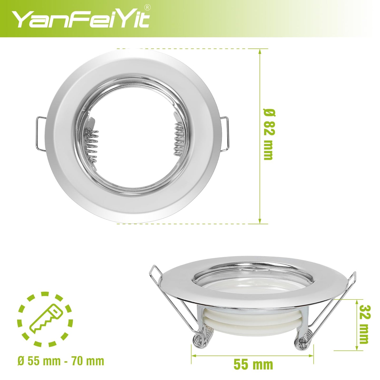 YanFeiYit 5x LED recessed spotlights - Chrome 3 Watt 230V dimmable Ø 52-71 mm cutout - Ceiling spotlight Ceiling recessed spotlight Ceiling spot Ceiling recessed light (Warm white 3000K)