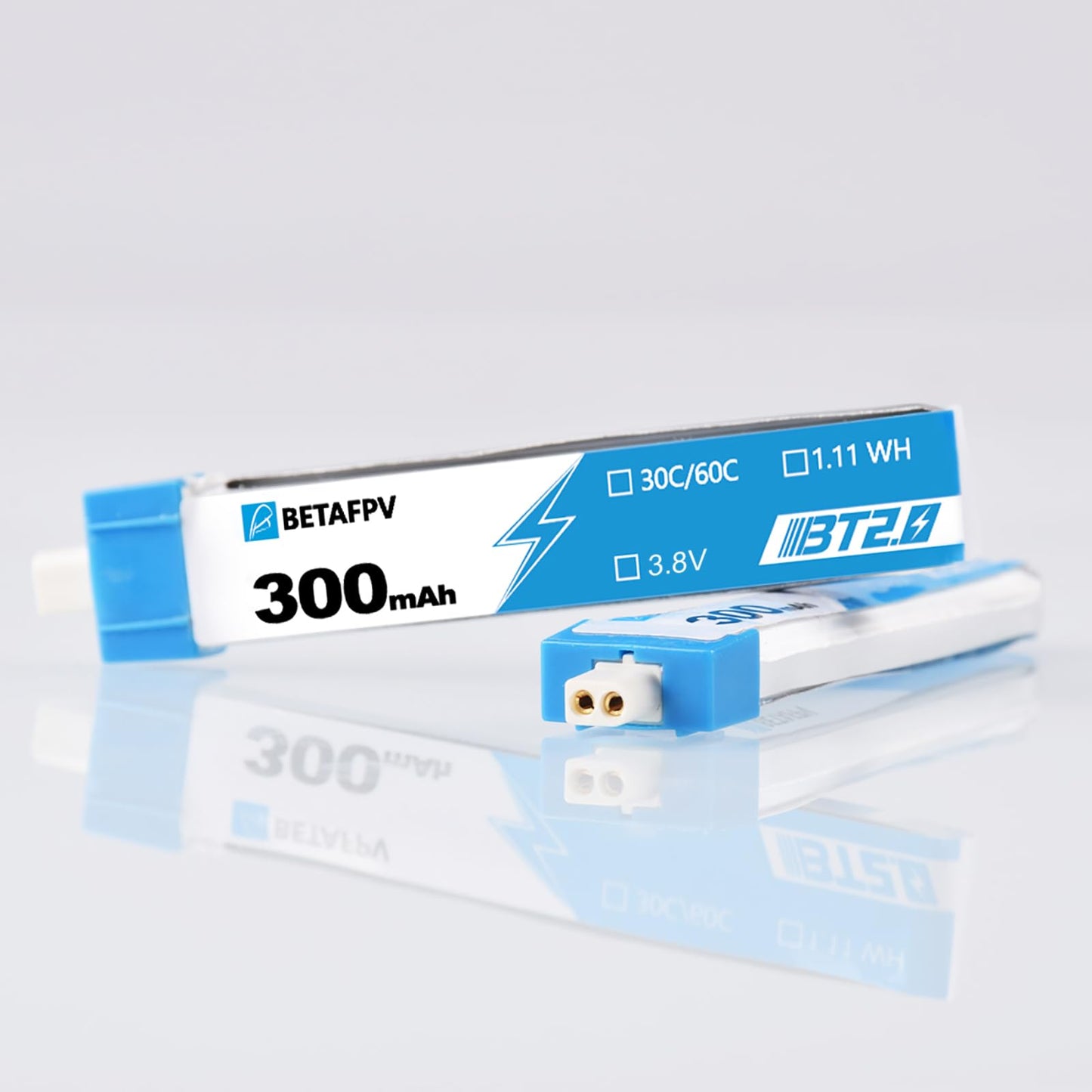 BETAFPV 8pcs BT2.0 300mAh 1S Lipo Battery 3.8V 30C/60C FPV Lipo with 1.0mm Banana Connector for FPV Whoop Drone Like Cetus FPV Kit Meteor65 Beta65S Lite Micro Whoop Drone