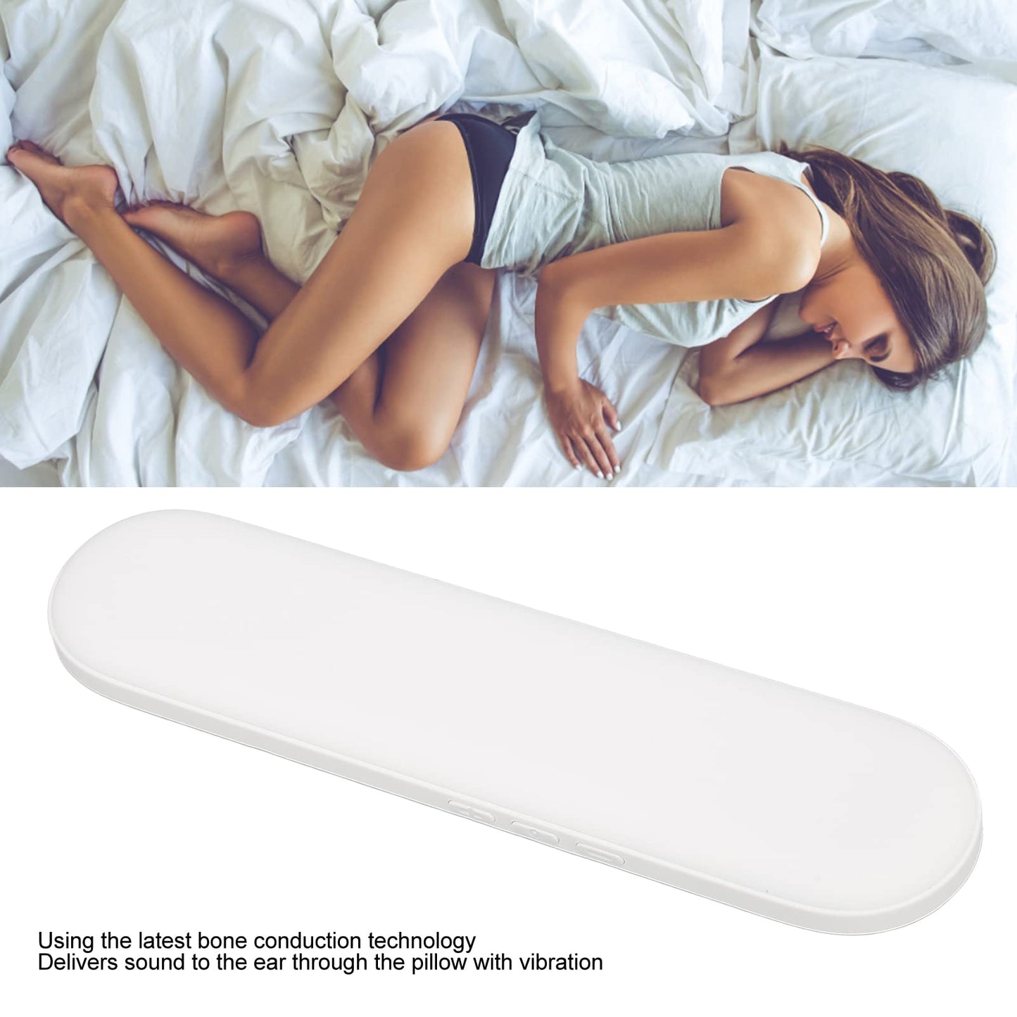 Pillow speaker Bluetooth pillow speaker ABS Bluetooth pillow speaker Portable bone conduction sleep speaker with stereo bass for deep sleep (White)