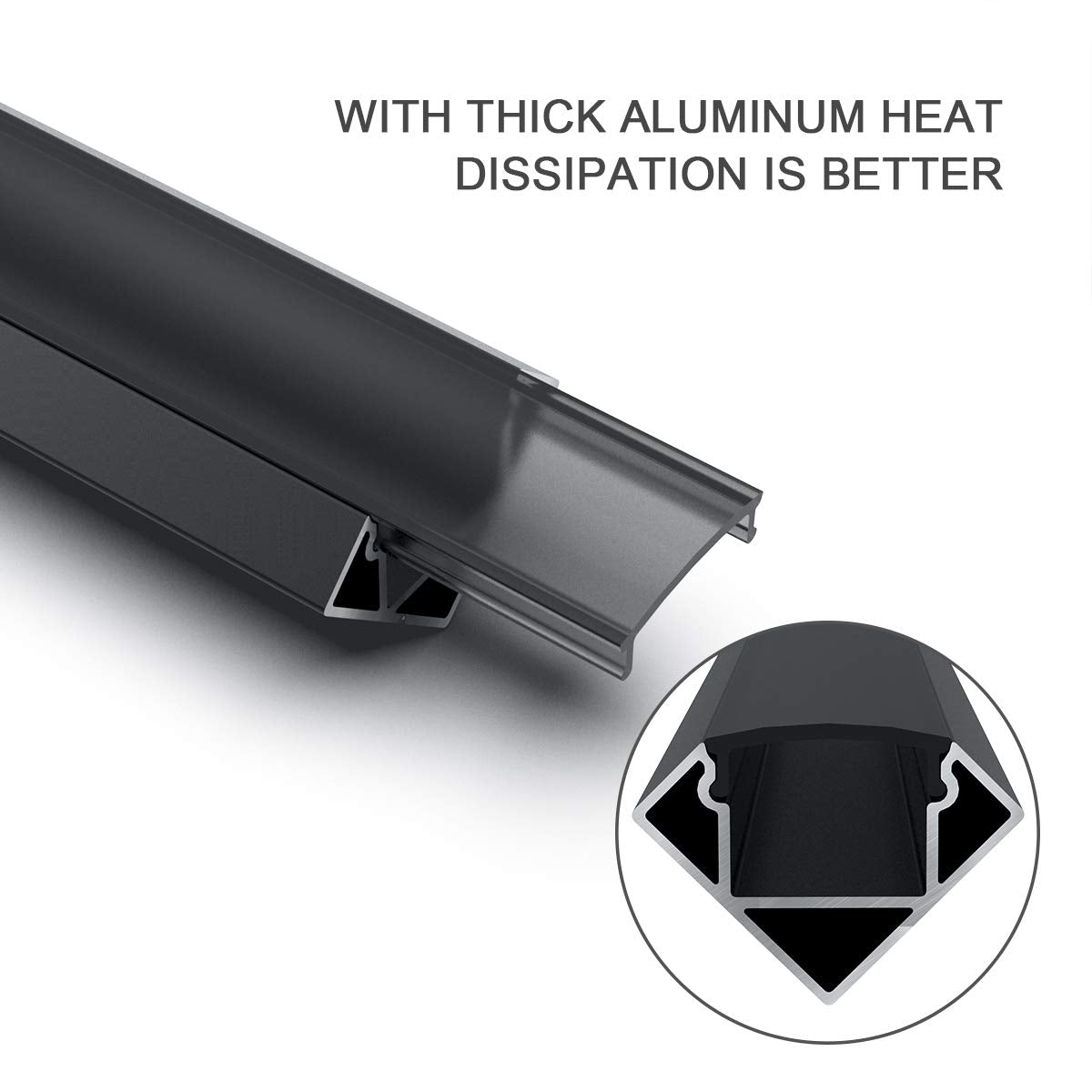 Angdarun LED profile, LED aluminum profile 6x1m V-shape aluminum profiles for LED strips/strips/stripe/end caps (1M-6V-B)