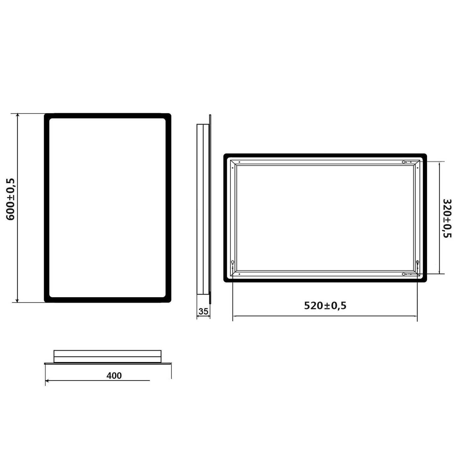 SONNI bathroom mirror with lighting 60x40 cm LED bathroom mirror wall switch bathroom mirror wall mirror light mirror IP44