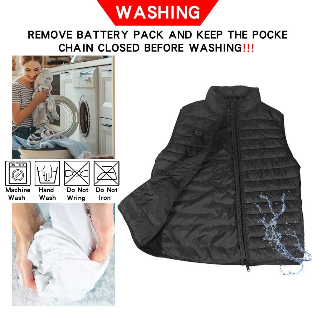 Heated Vest, Heated Vest Men Women with Battery, Heated Jacket Heating Vest Thermal Vest with 3 Temperature Levels, 4 Heating Zones for Outdoor Motorcycle Camping L