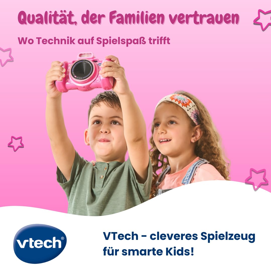 VTech KidiZoom Duo FX in Pink - Robust digital camera with creative apps and game functions - For children aged 4-10 years.