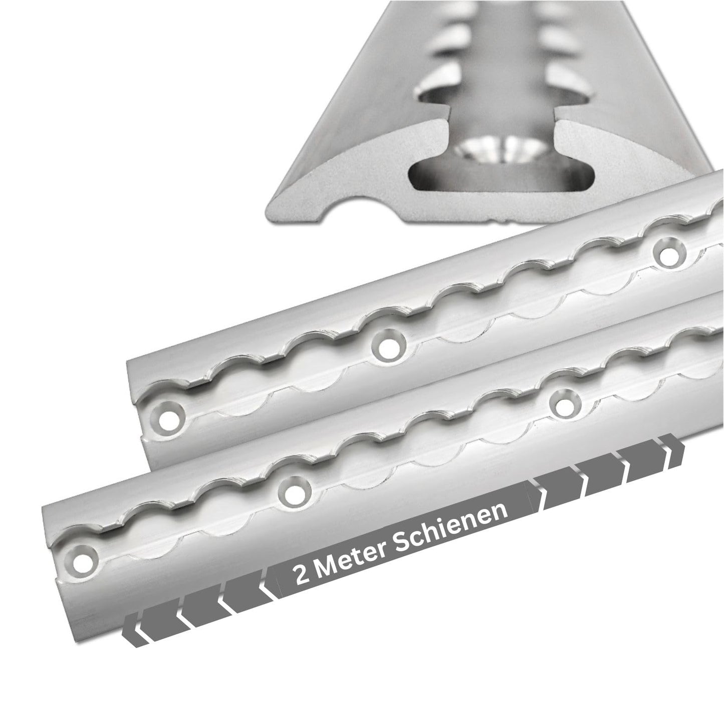 6X 2.0 meter (1975mm) aluminum airline rail half-round profile suitable for trailers, cars, trucks, campers, motorhomes, workshops, and more.