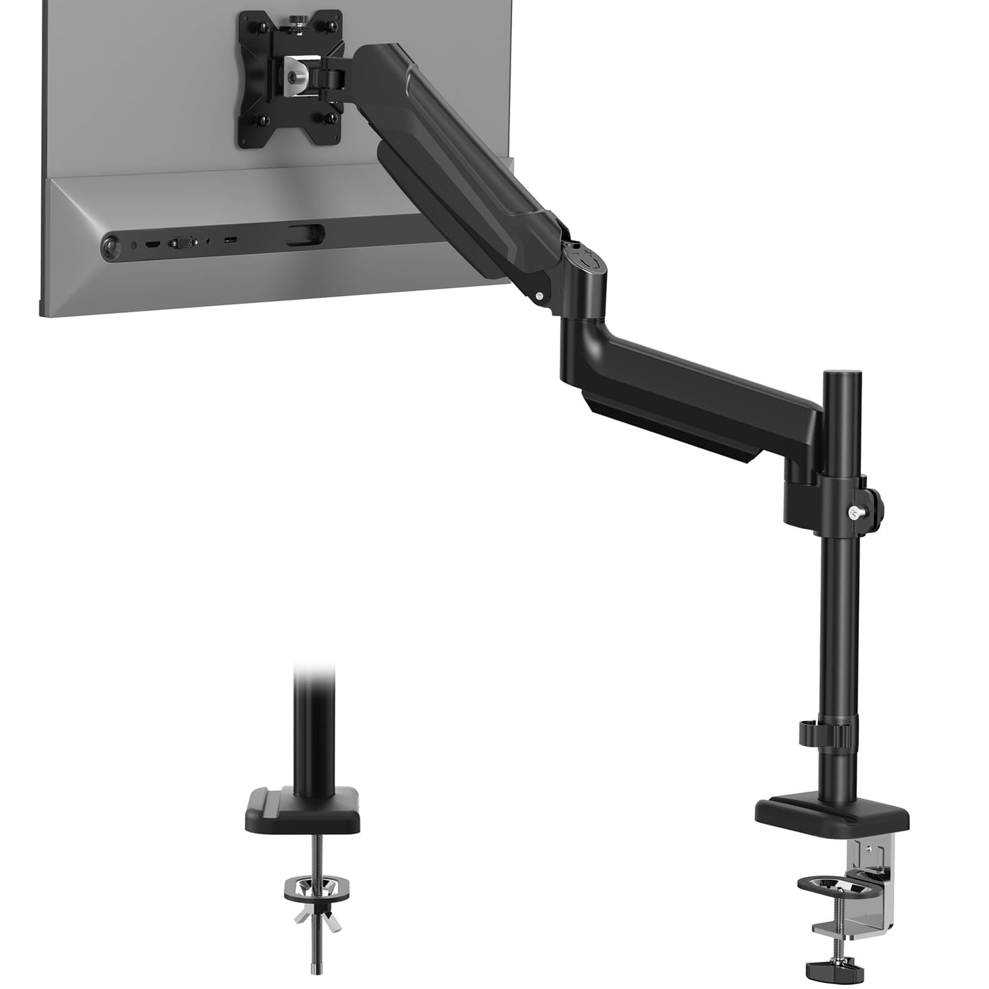 BONTEC Monitor Mount for 13-34 inch LCD LED Screen Holds 3-9 kg, Gas Spring Single Arm Monitor 360° Rotatable, Tiltable, Swivel Single Arm Stand Desk Clamp, VESA 75/100mm