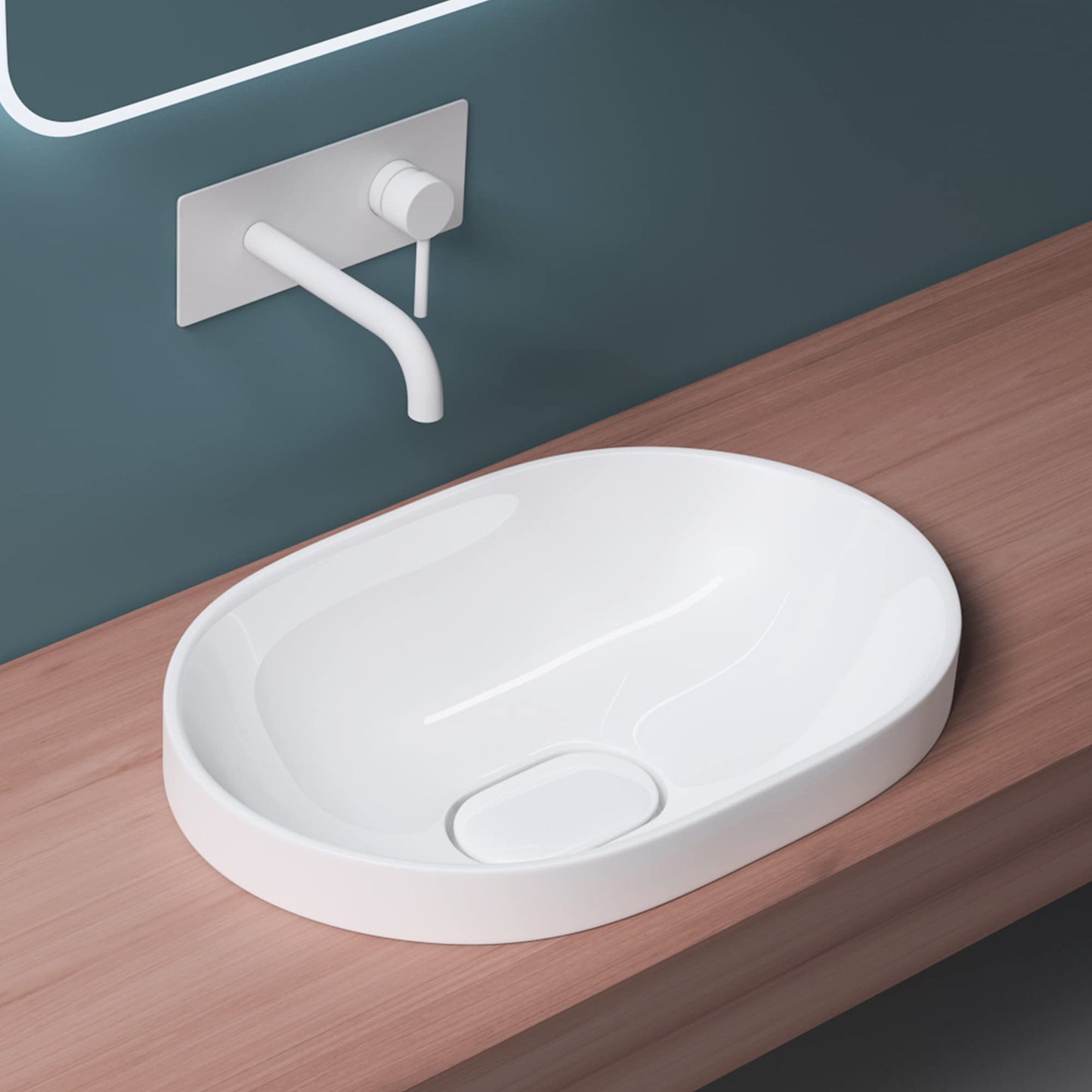 May & May countertop sink, white Brussels5006 made of ceramic, with nano-coating.