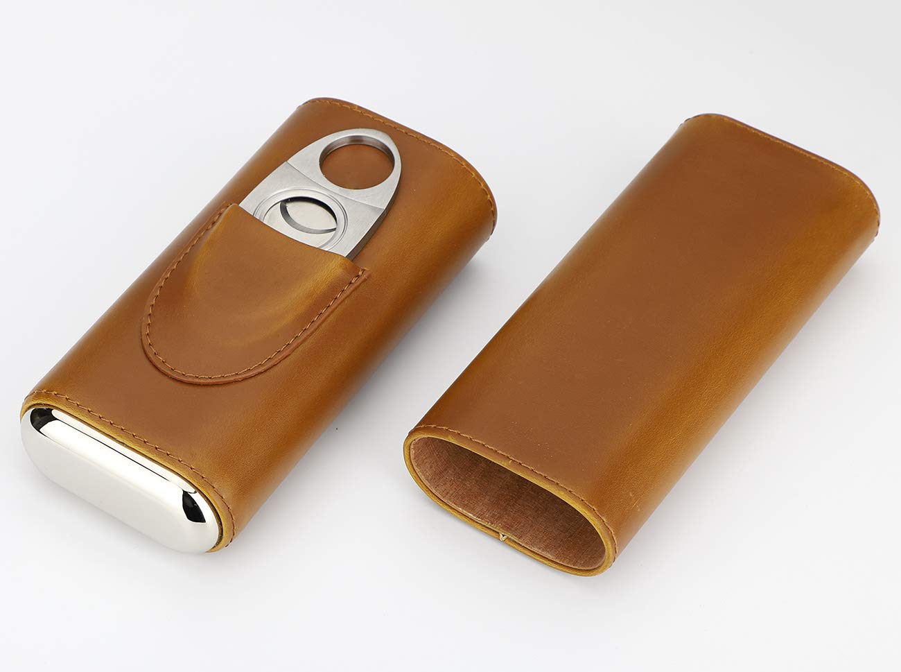 TOCIR 3-finger portable travel leather cigar case, cigar cutter, cigar humidor groomsmen gift, birthday gift