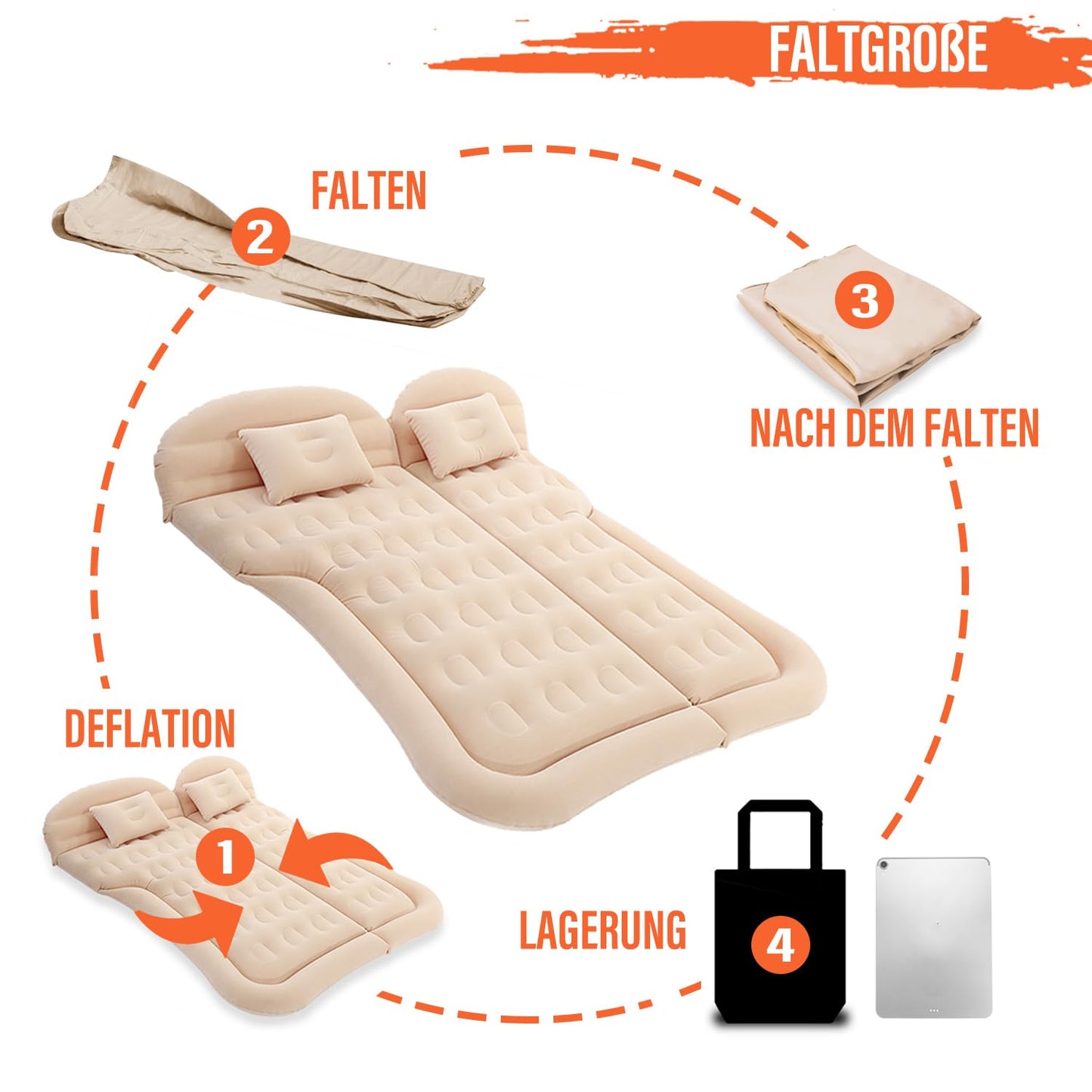 Ergocar Car Air Mattress SUV Inflatable Mattress with Pump MPV Air Bed Camping Car Pillow Elevated Air Mattress For Camping Travel Backyard Beach (Gray)
